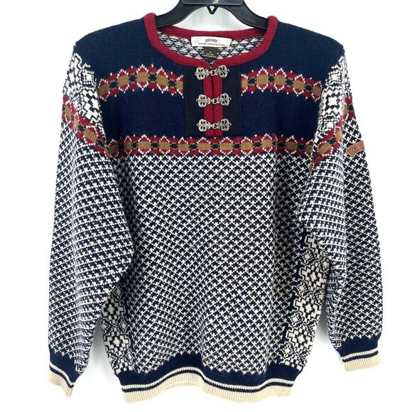 Sondre Other - Sondre Nordic Wool Fair Isle Sweater Mens Size Medium Metal Clasp Closure